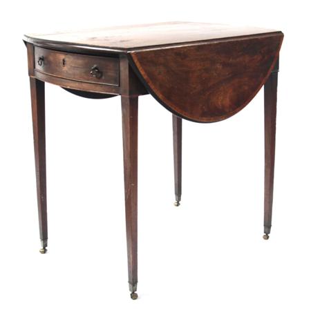 Appraisal: A George III mahogany Pembroke table the crossbanded oval top