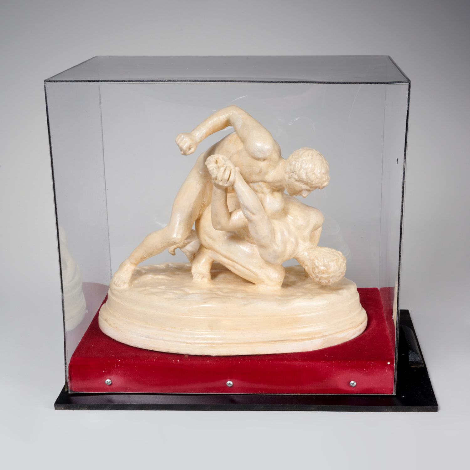 Appraisal: ANCIENT GREEK WRESTLERS STATUE REPRODUCTION Ex-museum acquired painted plaster in