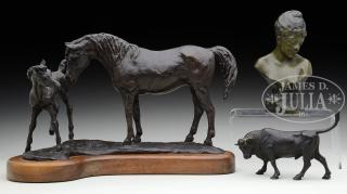 Appraisal: GROUP OF THREE SMALL BRONZES Anna Dwyer American th century