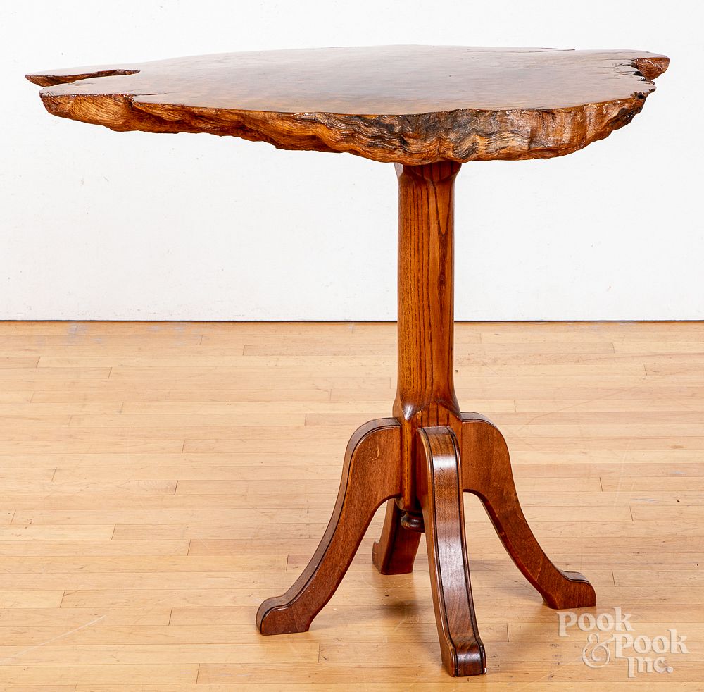 Appraisal: Modern end table Modern end table with birds-eye maple free-form