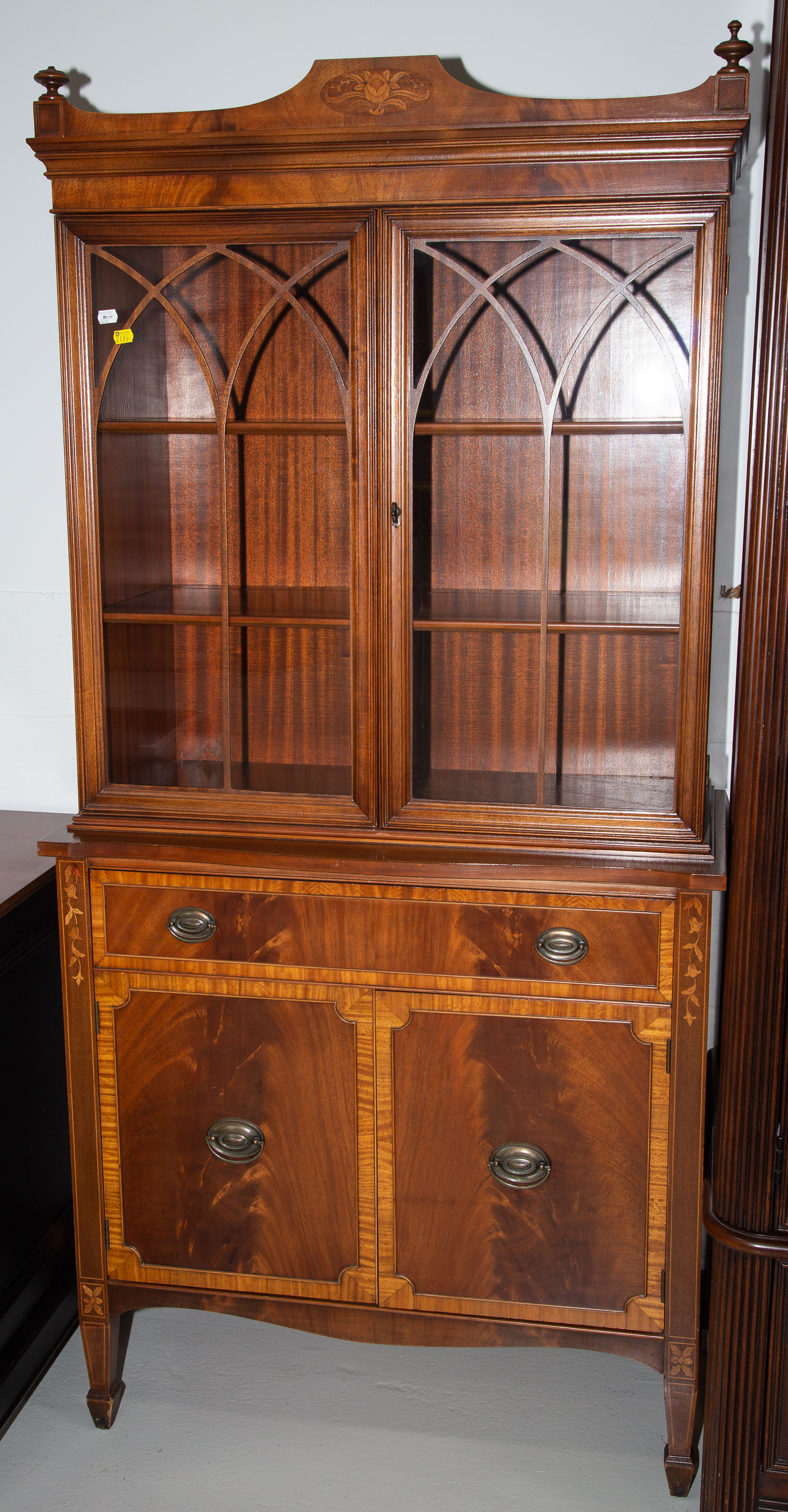 Appraisal: FEDERAL STYLE INLAID MAHOGANY BOOK CABINET nd quarter th century