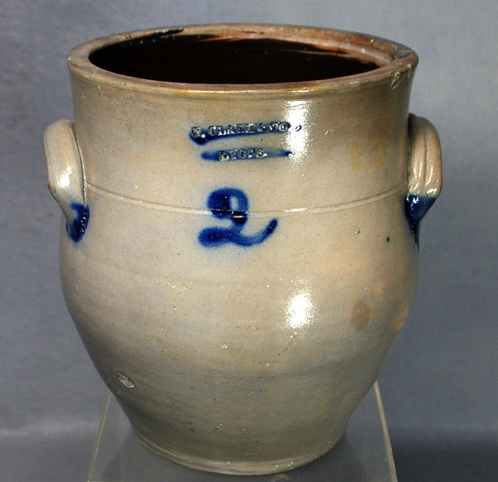 Appraisal: gallon stoneware jar with blue decoration signed F Clark Co