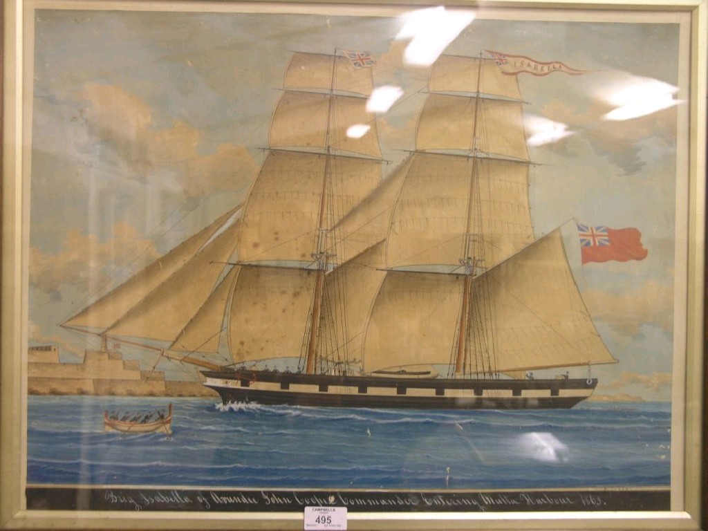 Appraisal: P Savona - a th century marine watercolour the brig