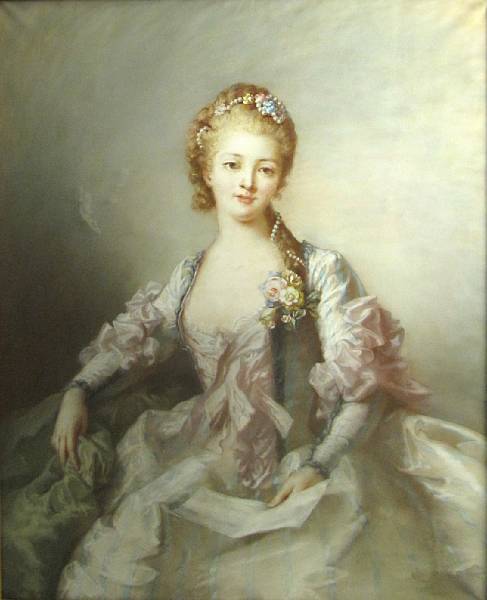 Appraisal: French School An elegant lady holding a letter pastel on