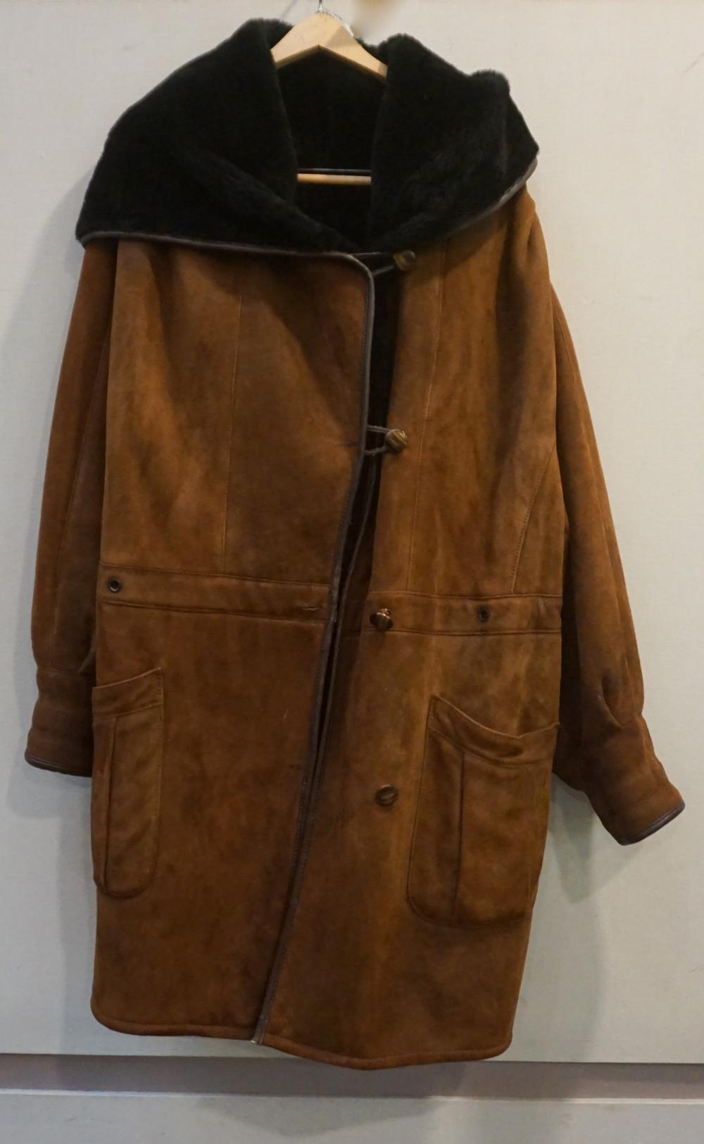 Appraisal: Port Sport Black Chocolate Shearling -Length Coat Size