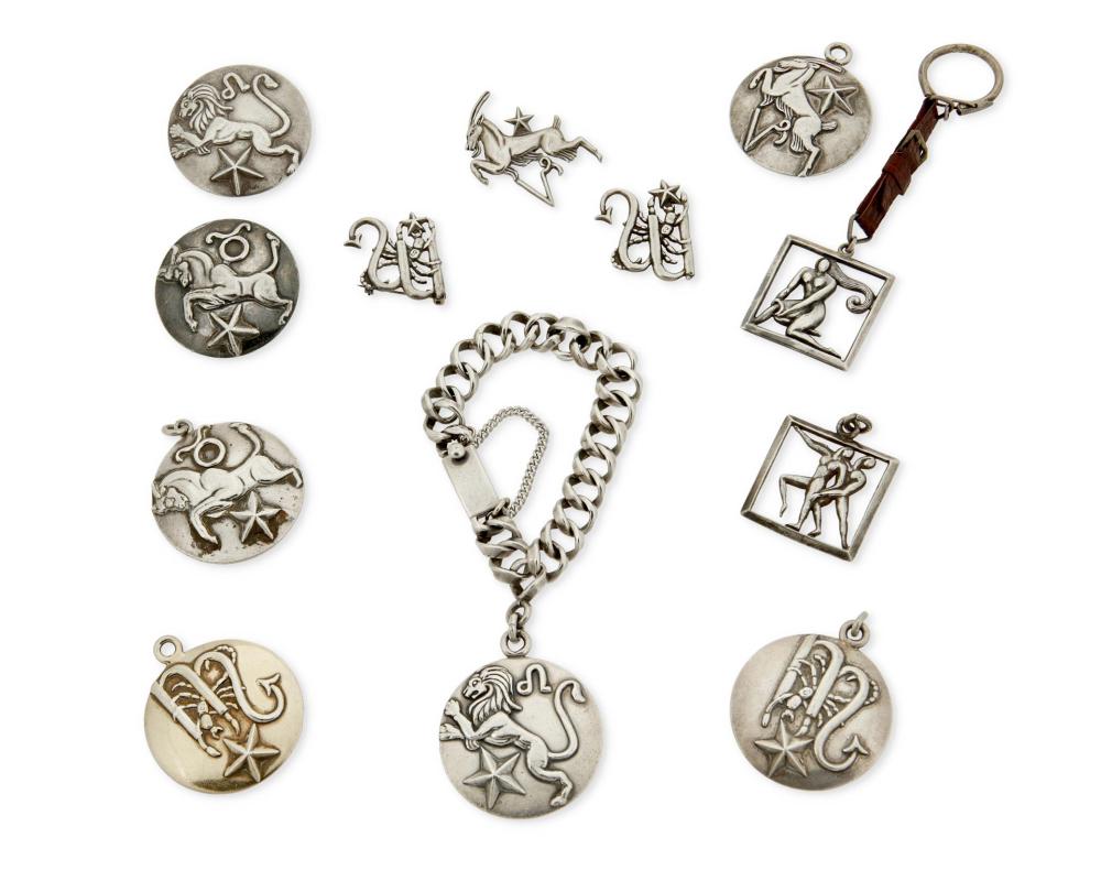 Appraisal: A group of Margot de Taxco silver Zodiac jewelry Margot