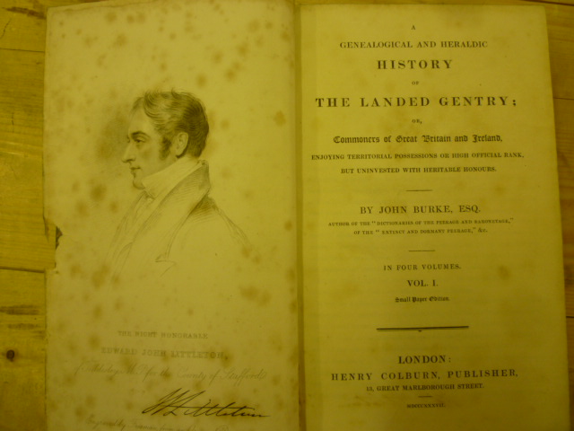 Appraisal: HISTORY OF THE LANDED GENTRY John Burke Henry Colburn Small