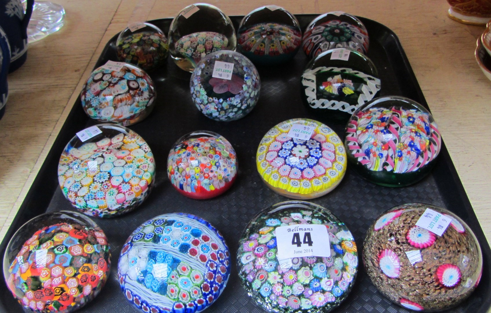 Appraisal: A quantity of contemporary glass paperweights mostly with millefiori cane