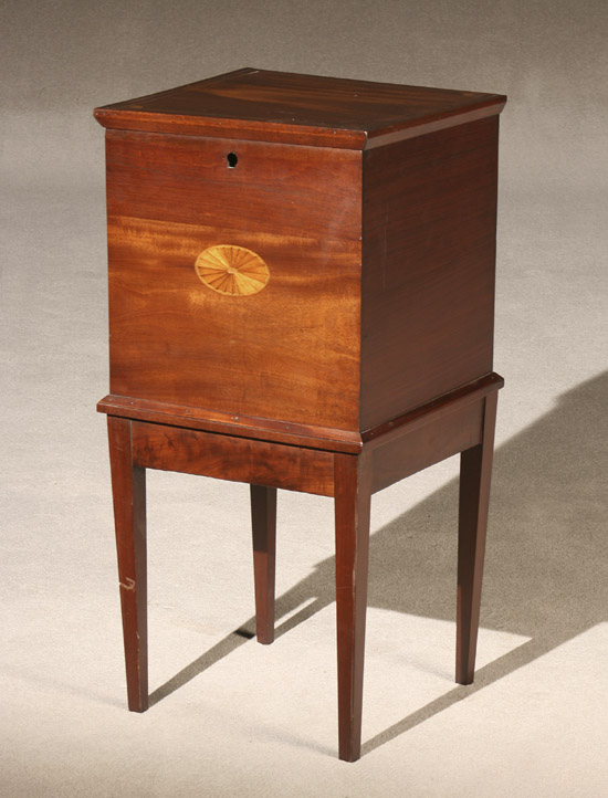 Appraisal: Federal Style Satinwood Inlaid Mahogany Cellarette-on-Stand First Half th Century