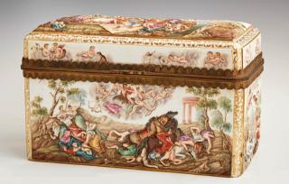 Appraisal: Meissen Porcelain Capodimonte Style Dresser Box th c with relief