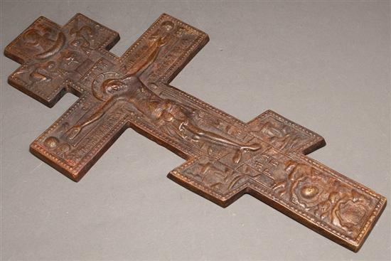 Appraisal: Russian bronze crucifix late th early th century molded religious