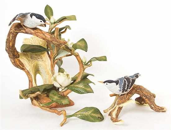 Appraisal: American porcelain White-Breasted Nuthatches marked on underside Limited edition of