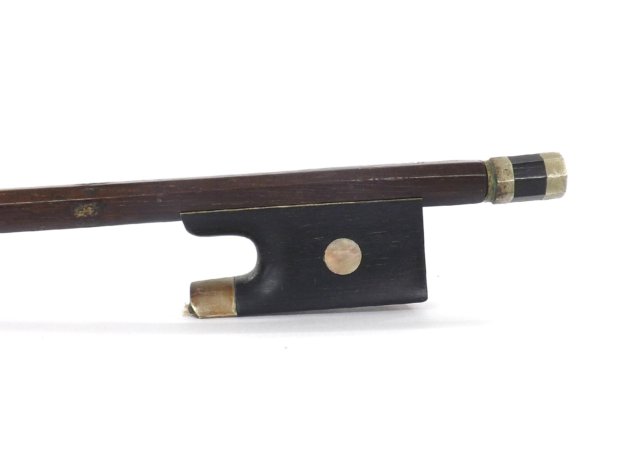 Appraisal: French nickel mounted violin bow of the Ouchard School stamped