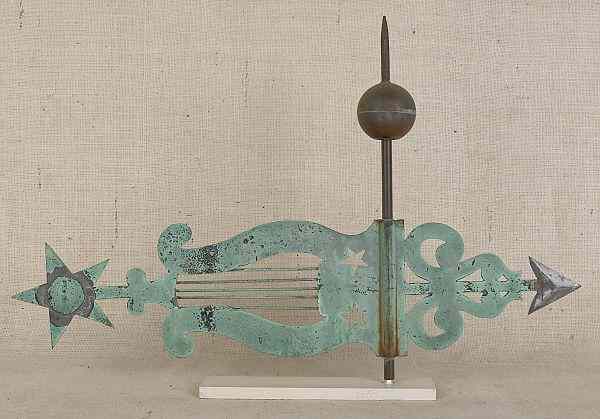 Appraisal: Sheet copper bannerette weathervane th c retaining an old verdigris