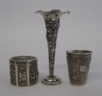 Appraisal: Three Chinese silver table items late th century