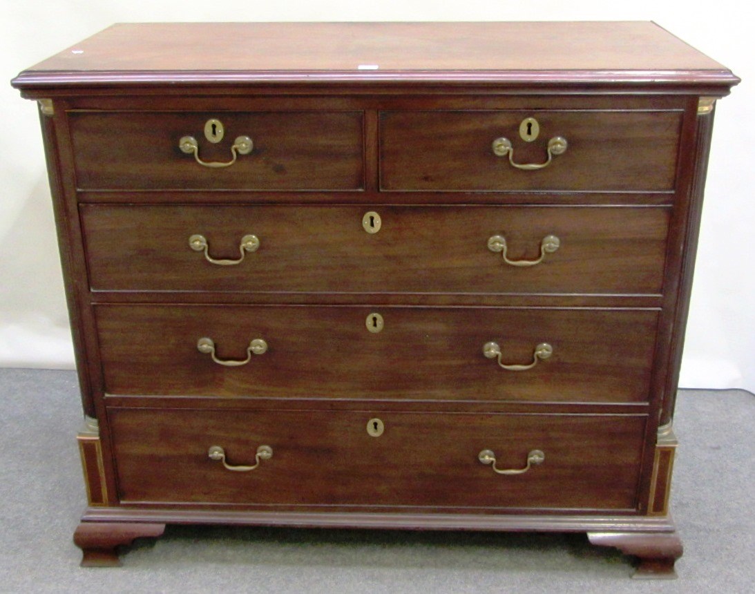 Appraisal: A th century mahogany chest of two short and three