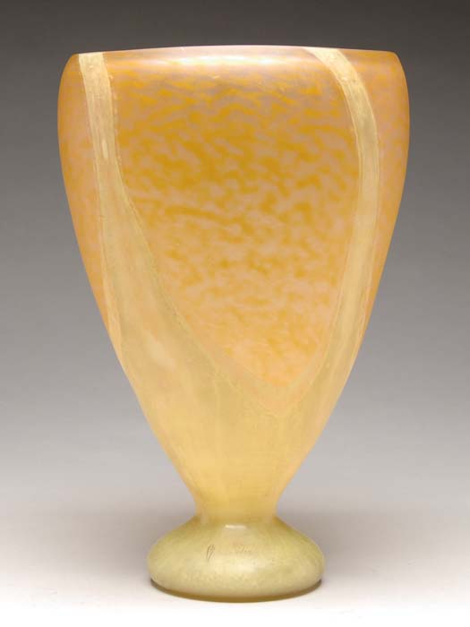 Appraisal: SCHNEIDER MONUMENTAL VASE Outstanding Schneider vase has flowing organic design