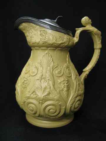 Appraisal: English Parian Tankard raised decor with Bacchus grapes figural handle