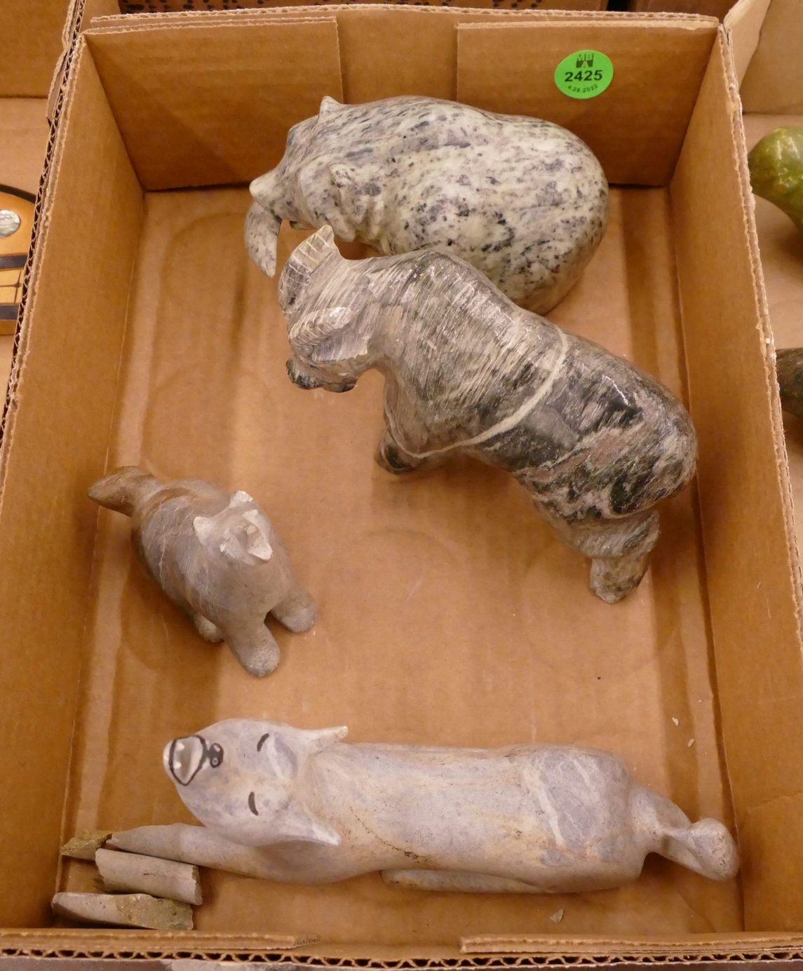 Appraisal: Box pc Alaska Soapstone Animal Carvings- one AS IS