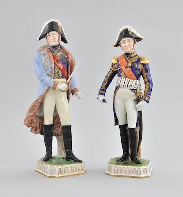 Appraisal: Two Dresden Porcelain Figurines Depicting military figures in full dress