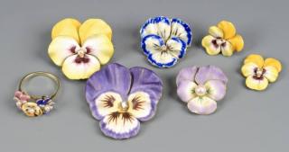 Appraisal: k Pansy Enameled Jewelry Group of k yellow gold and