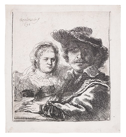 Appraisal: REMBRANDT VAN RIJN Self Portrait with Saskia Etching x mm