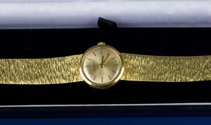 Appraisal: ct Gold Ladies Wristwatch Marked Bueche Girod To Both Movement