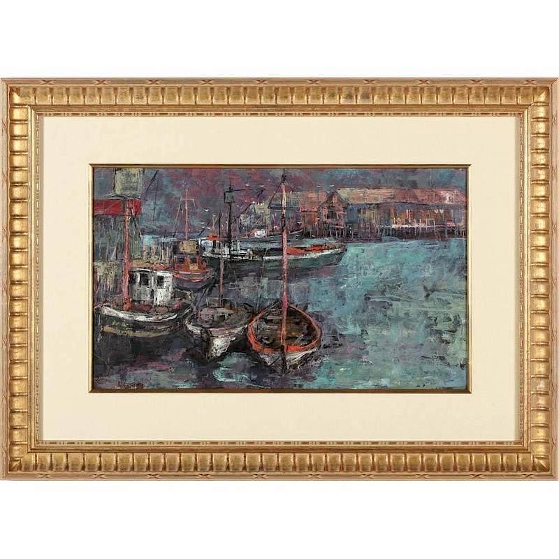 Appraisal: Lester Hornby MA - New England Harbor oil on paper