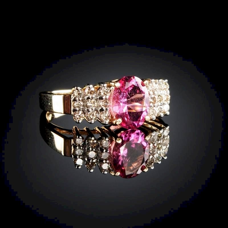 Appraisal: A K YELLOW GOLD LE VIAN PINK TOURMALINE AND DIAMOND