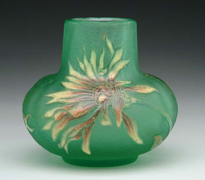 Appraisal: GALLE CAMEO ENAMEL VASE Art Nouveau floral pattern is cameo