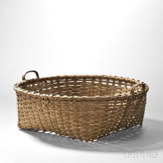 Appraisal: Shaker Black Ash Cheese Basket square bottom round top shaped