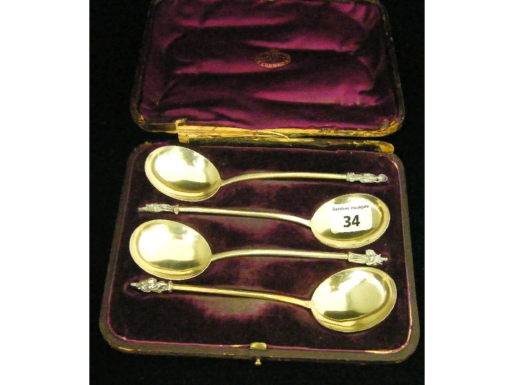 Appraisal: Cased set of Victorian gilt apostle fruit spoons by Walter