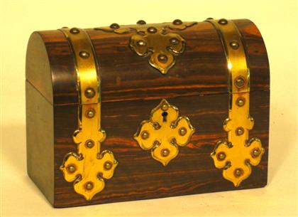 Appraisal: Victorian calamander brass bound casketlate th century