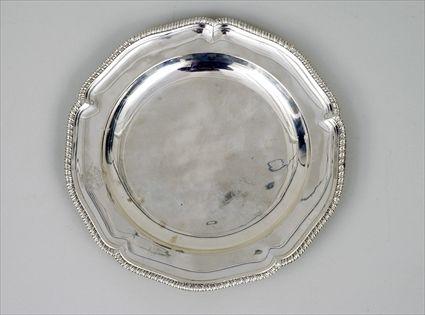 Appraisal: George III Silver Armorial Dinner Plate Thomas Heming London in