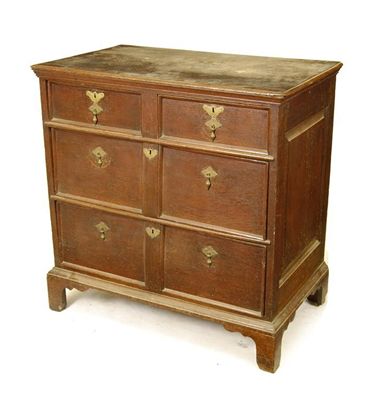 Appraisal: A George I oak chest the moulded edge top above