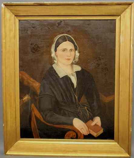 Appraisal: Oil on canvas portrait of a seated woman c and