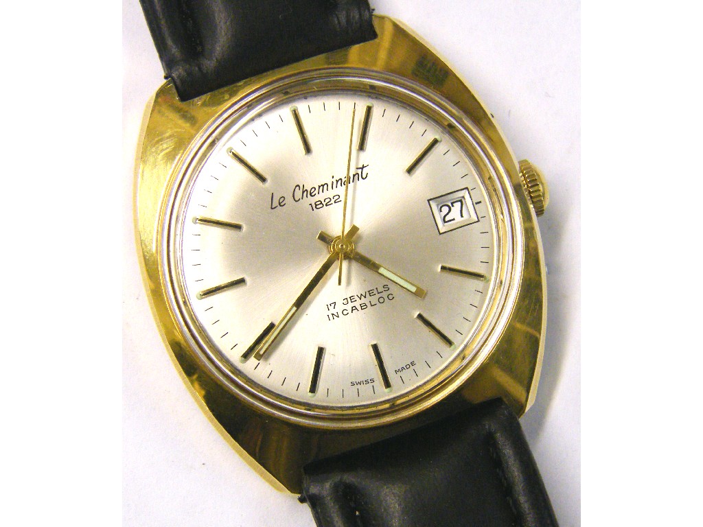 Appraisal: Le Cheminant gold plated period gentleman's wristwatch the silvered dial