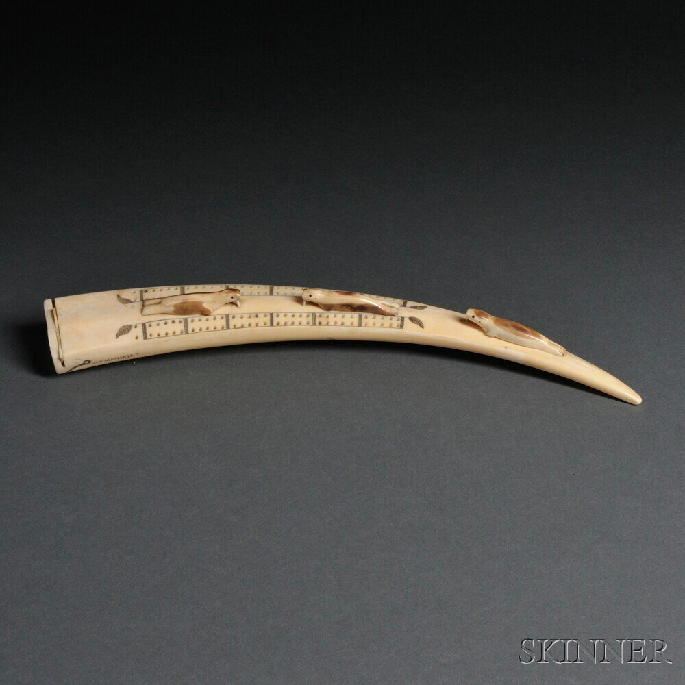 Appraisal: Eskimo Carved Ivory Cribbage Board c first quarter th century