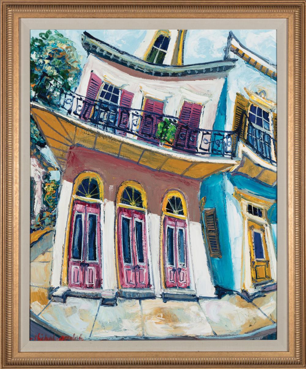 Appraisal: James Michalopoulos American New Orleans b Pink Proterba oil on