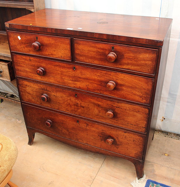 Appraisal: A VICTORIAN MAHOGANY STRAIGHT FRONT CHEST with two short and