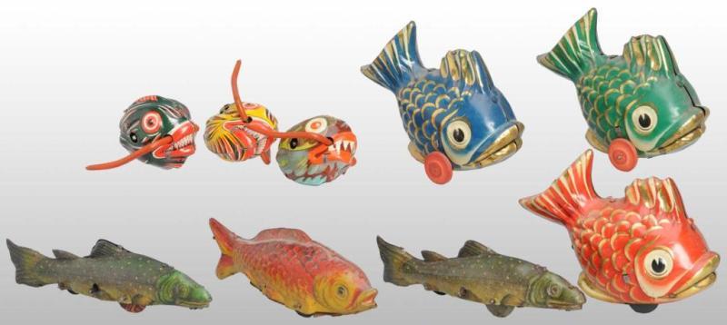 Appraisal: Lot of Tin Litho Fish Toys Description German Pre and