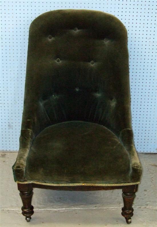 Appraisal: th Century mahogany framed button back nursing chair h w