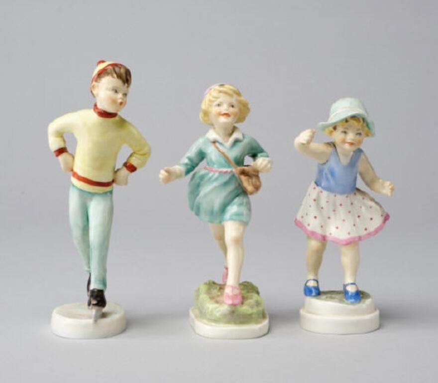 Appraisal: THREE ROYAL WORCESTER FIGURINESThree Royal Worcester Days of the Week