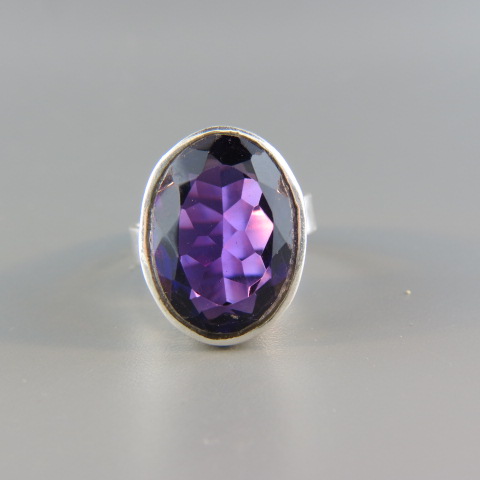 Appraisal: Amethyst Ring carat vivid gem in fancy sterling silver