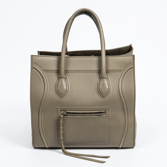 Appraisal: Celine Phantom Handbag in dune grained calf leather with metal