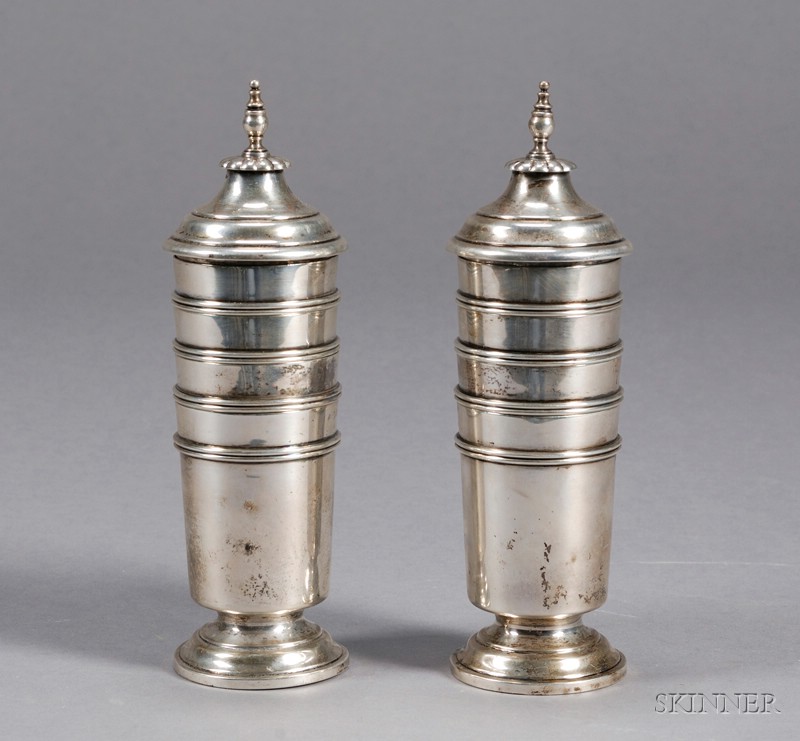 Appraisal: Pair of Tuttle Sterling Stacking Beakers - each comprising four