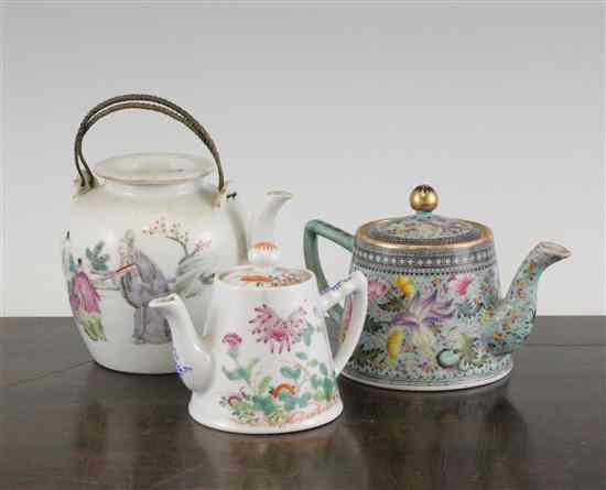 Appraisal: Three Chinese famille rose teapots Republic period - two of