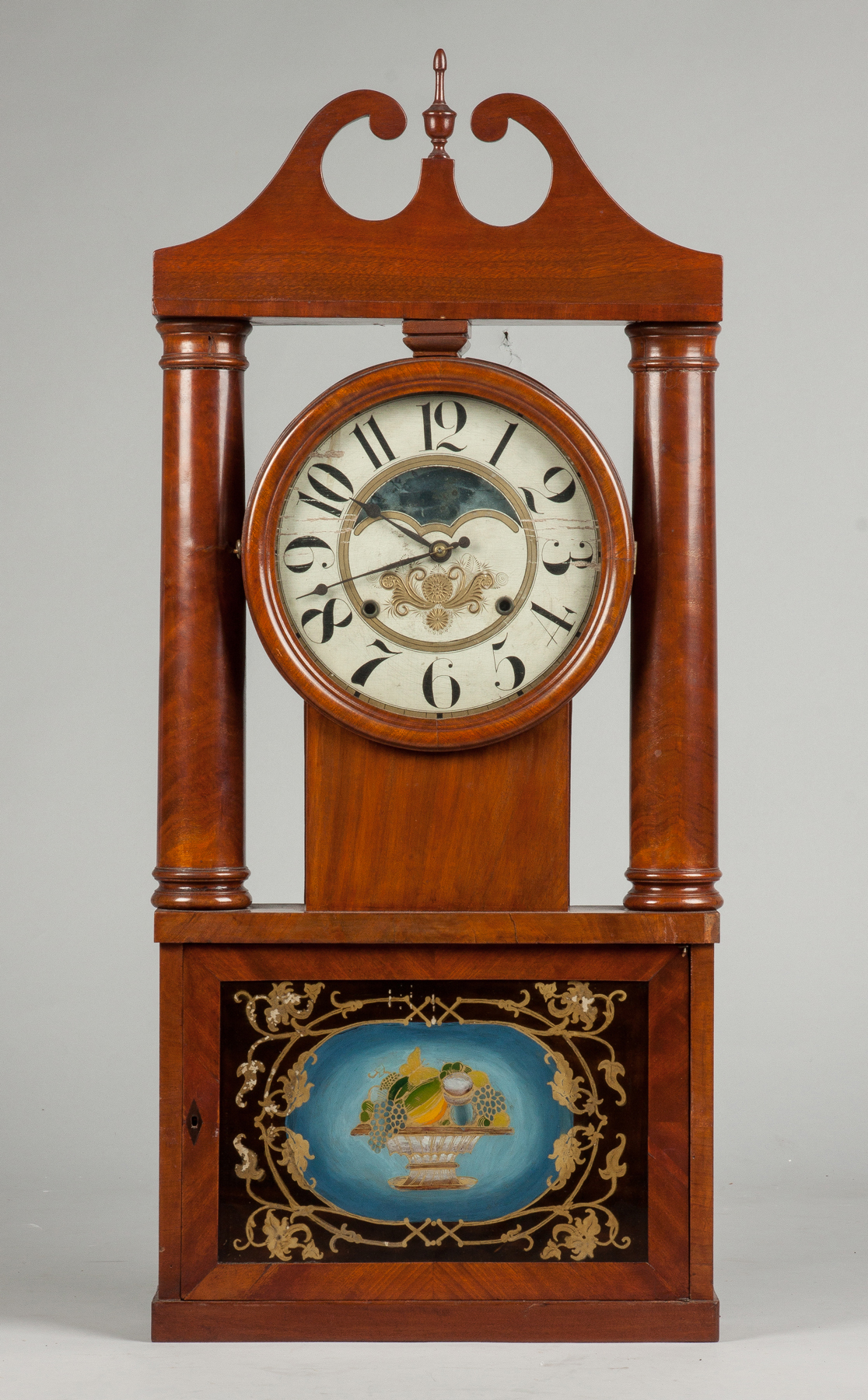 Appraisal: George Marsh Hollow Column Shelf Clock Mahogany case replaced crest