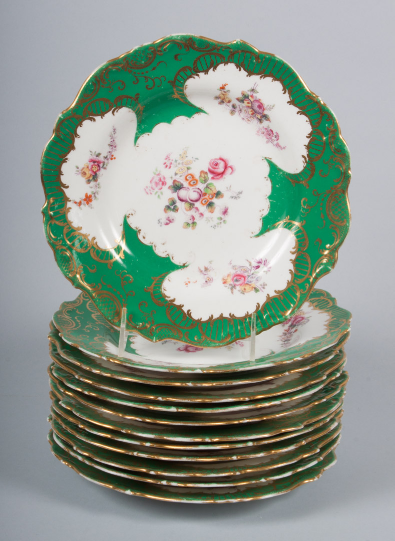 Appraisal: Staffordshire floral decorated luncheon plates probably Davenport circa floral sprig