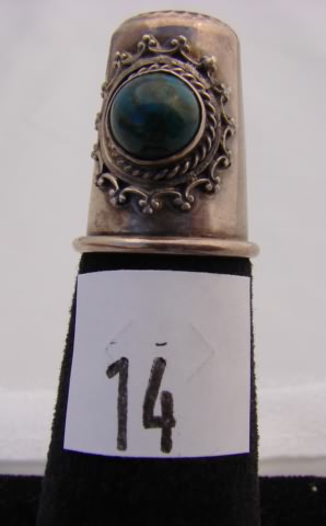 Appraisal: Israel sterling thimble with center front stone